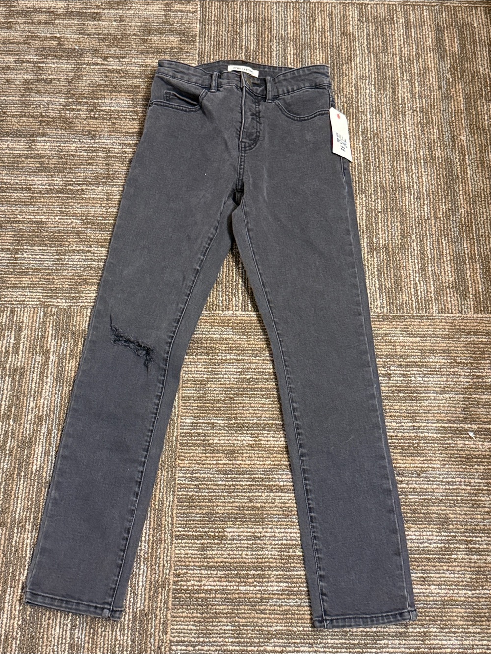 Billabong Charcoal Washed Slim Jeans With Knee Rip